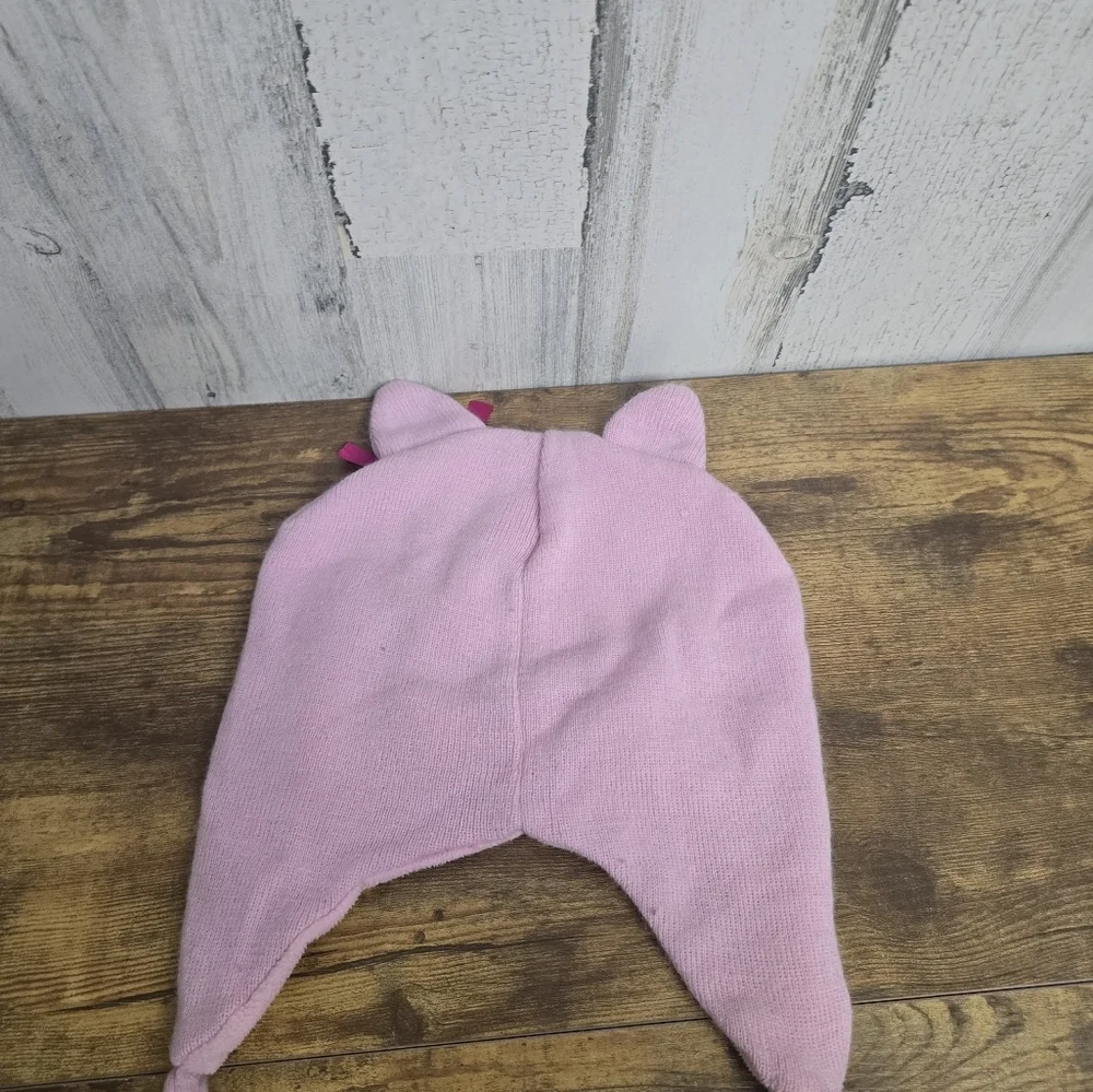 Girls Pink Cat Ear Knit Winter Hat